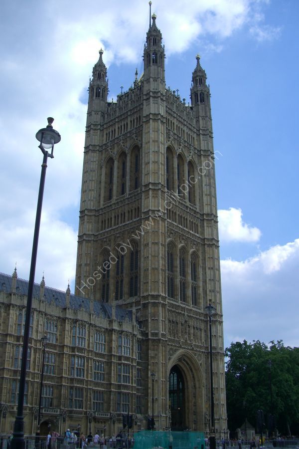 Tower above Sovereign's Entrance, Houses of Parliament, Westminster, London